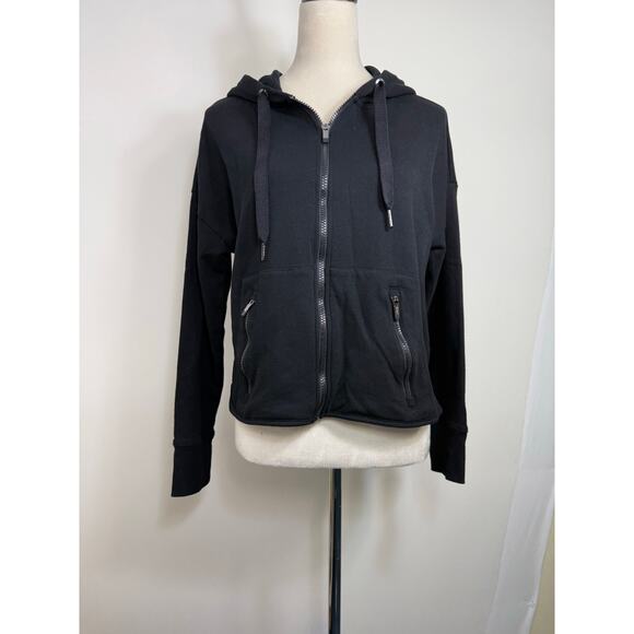 Black Cropped Hoodie NWOT Calvin Klein Performance Women Size Medium Preppy - Picture 1 of 9